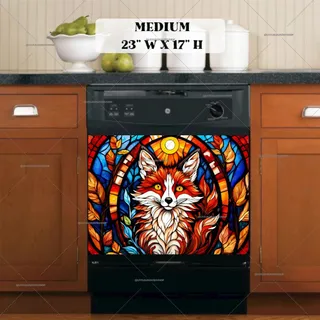 Preview of Stained Glass Autumn Fox Portrait magnet in Medium size.