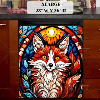 Preview of Stained Glass Autumn Fox Portrait magnet in Extra Large size.