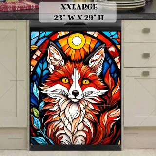 Preview of Stained Glass Autumn Fox Portrait magnet in XX Large size.