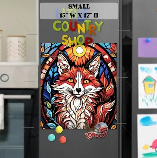 Preview of Stained Glass Autumn Fox Portrait magnet in Small size.