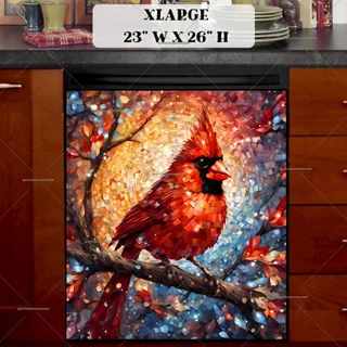 Preview of Beautiful Mosaic Cardinal magnet in Extra Large size.