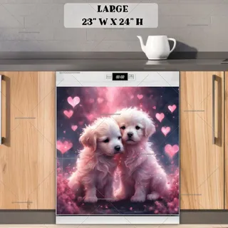 Preview of Pink Puppies in Love magnet in Large size.