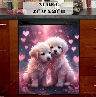 Preview of Pink Puppies in Love magnet in Extra Large size.