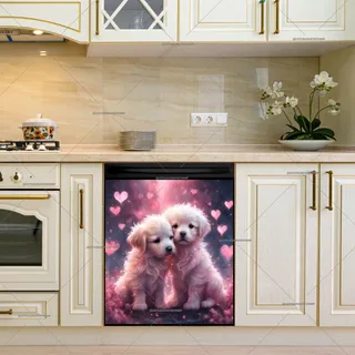 Preview of Pink Puppies in Love magnet.