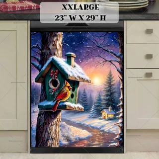 Preview of Christmas Cottage and Birdhouse magnet in XX Large size.