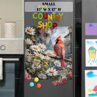 Preview of Beautiful Cardinal and Daisies magnet in Small size.