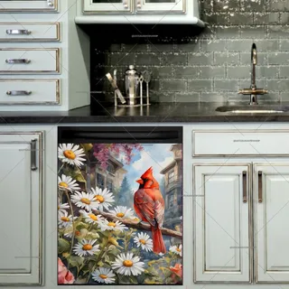 Preview of Beautiful Cardinal and Daisies magnet.