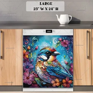 Preview of Pretty Colorful Sparrow magnet in Large size.