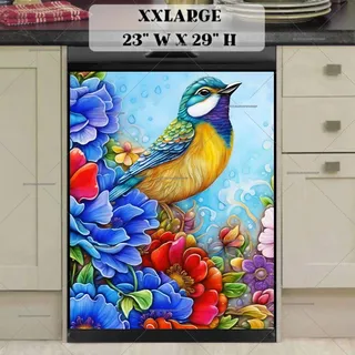 Preview of Pretty Bird and Colorful Flowers magnet in XX Large size.