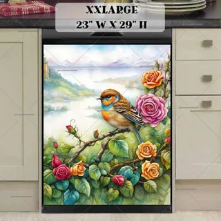 Preview of Cute Bird on a Rose Bush magnet in XX Large size.