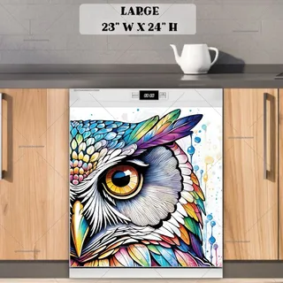 Preview of Colorful Abstract Owl Portrait magnet in Large size.