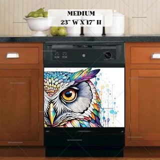 Preview of Colorful Abstract Owl Portrait magnet in Medium size.