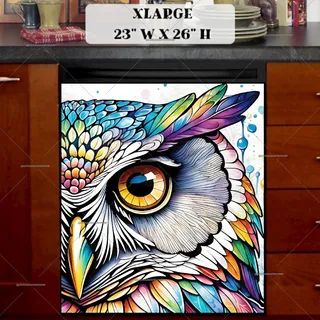 Preview of Colorful Abstract Owl Portrait magnet in Extra Large size.