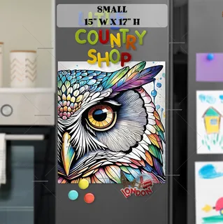 Preview of Colorful Abstract Owl Portrait magnet in Small size.