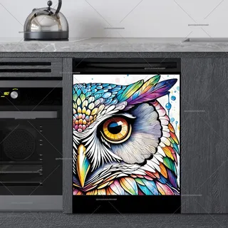 Preview of Colorful Abstract Owl Portrait magnet.