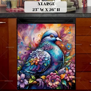 Preview of Beautiful Flower Pigeon magnet in Extra Large size.