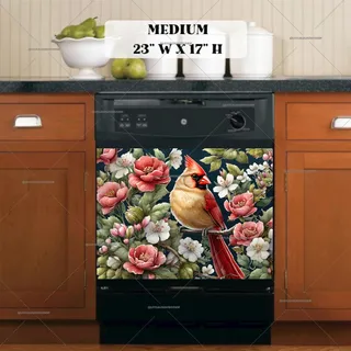 Preview of Female Cardinal and Roses magnet in Medium size.