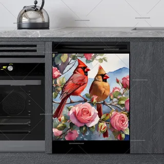 Preview of Gorgeous Cardinals and Roses magnet.