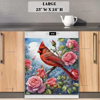 Preview of Cardinal and Pink Roses magnet in Large size.