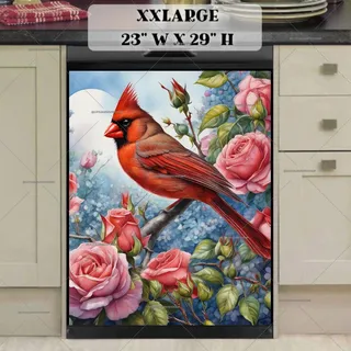 Preview of Cardinal and Pink Roses magnet in XX Large size.