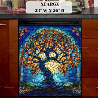 Preview of Blooming Stained Glass Tree magnet in Extra Large size.