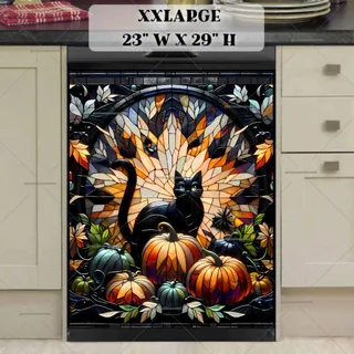 Preview of Stained Glass Halloween Cat magnet in XX Large size.