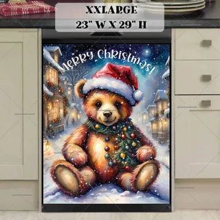 Preview of Cute Teddy Bear in Santa's Village magnet in XX Large size.