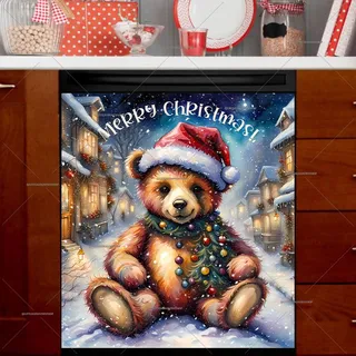 Preview of Cute Teddy Bear in Santa's Village magnet.