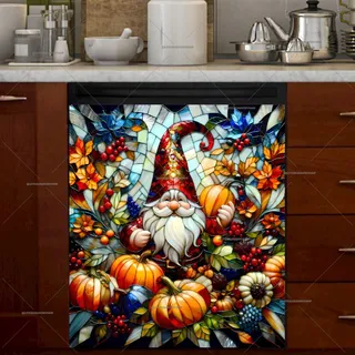 Preview of Stained Glass Autumn Gnome magnet.