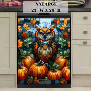 Preview of Stained Glass Autumn Owl magnet in XX Large size.