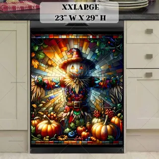 Preview of Stained Glass Halloween Scarecrow magnet in XX Large size.