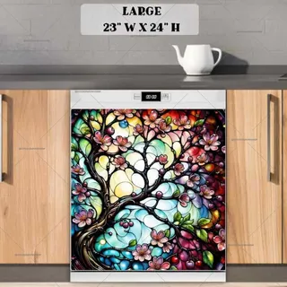 Preview of Blooming Stained Glass Cherry Tree magnet in Large size.