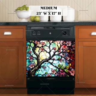 Preview of Blooming Stained Glass Cherry Tree magnet in Medium size.