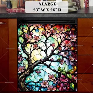 Preview of Blooming Stained Glass Cherry Tree magnet in Extra Large size.