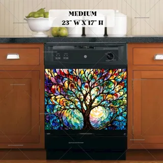 Preview of Colorful Stained Glass Tree magnet in Medium size.