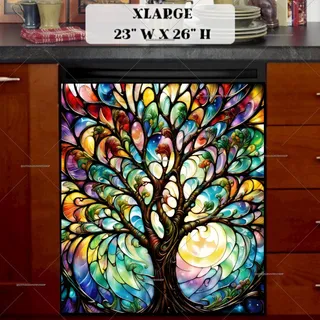 Preview of Colorful Stained Glass Tree magnet in Extra Large size.