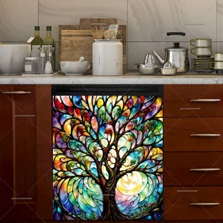 Preview of Colorful Stained Glass Tree magnet.