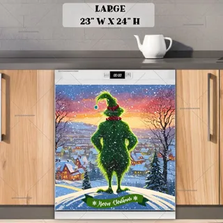 Preview of The Grinch Looking at the Town magnet in Large size.