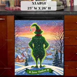 Preview of The Grinch Looking at the Town magnet in Extra Large size.