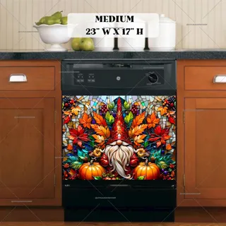 Preview of Stained Glass Thanksgiving Gnome magnet in Medium size.