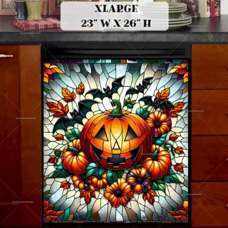 Preview of Stained Glass Halloween Pumpkin magnet in Extra Large size.