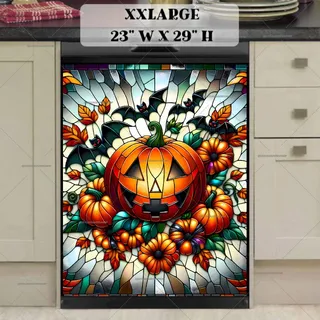 Preview of Stained Glass Halloween Pumpkin magnet in XX Large size.