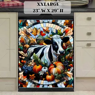 Preview of Stained Glass Autumn Cow magnet in XX Large size.