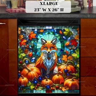 Preview of Stained Glass Autumn Fox magnet in Extra Large size.