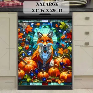 Preview of Stained Glass Autumn Fox magnet in XX Large size.