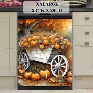 Preview of White Wheel Barrel with Pumpkins magnet in XX Large size.