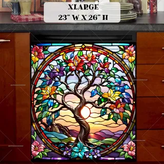 Preview of Stained Glass Spring Tree magnet in Extra Large size.