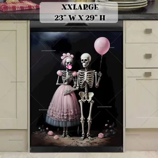 Preview of Cute Halloween Skeleton Couple magnet in XX Large size.