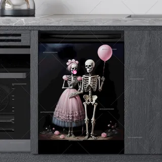 Preview of Cute Halloween Skeleton Couple magnet.