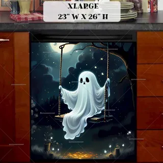 Preview of Halloween Ghost on the Swing magnet in Extra Large size.